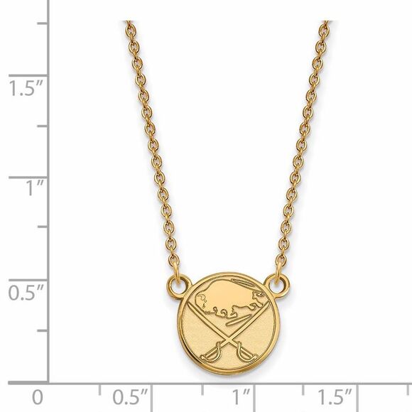14k Yellow Gold NHL Buffalo Sabres Small Necklace, 18 Inch